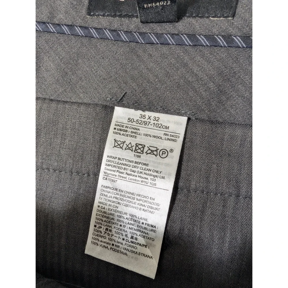 Banana Republic‎ Dress Pants Mens 35/32 Grey Slim Fit Tollegno 1900 Wool